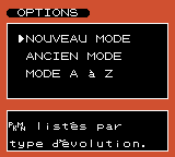 Les options pour lancer le mode dans lequel vous souhaitez que le Pokédex s'affiche