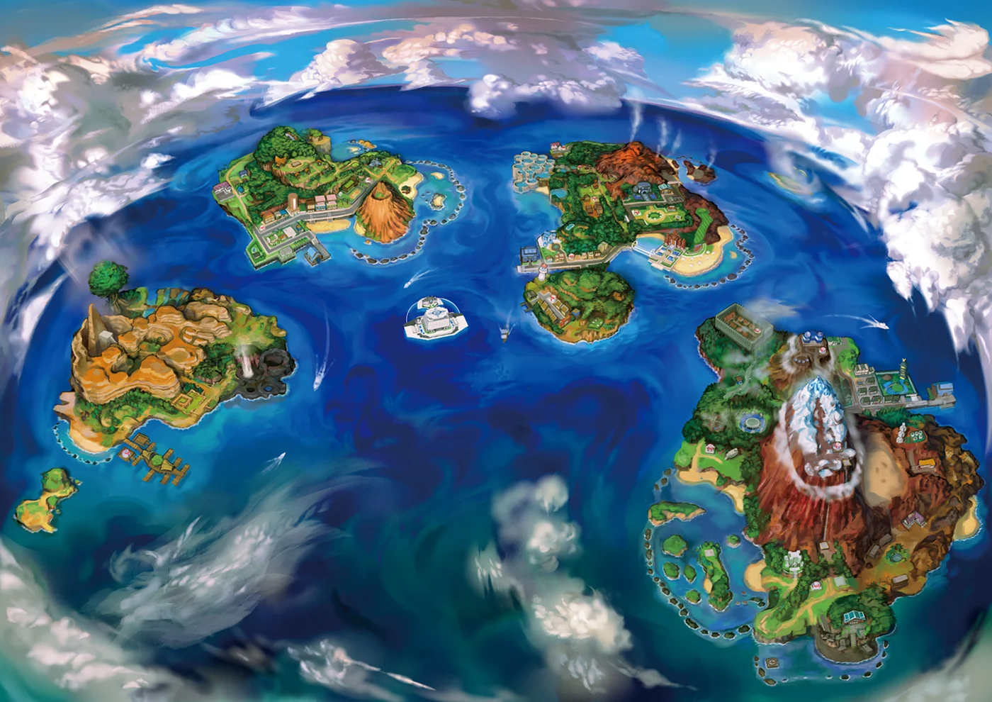 Carte de la région d'Alola dans Pokémon Soleil et Lune
