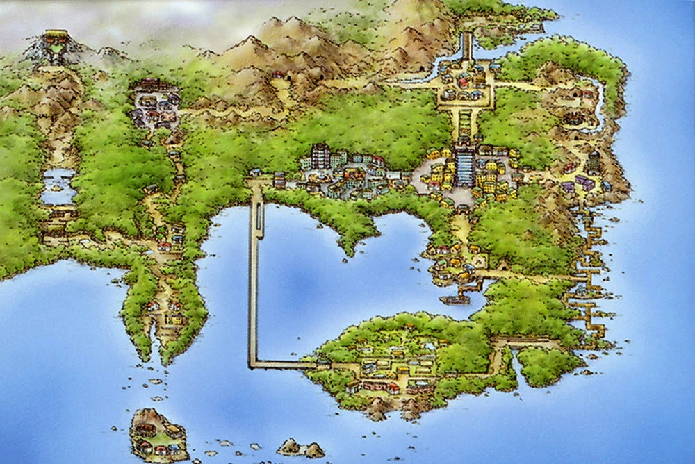 Carte illustrée de la région de Kanto
