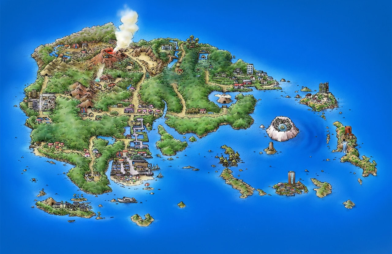 Carte illustrée de la région de Hoenn