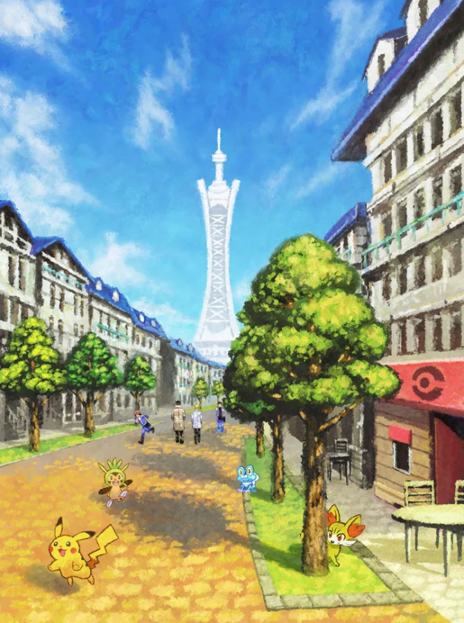 Illumis et la Tour Prismatique, illustration officielle de Pokémon X et Y