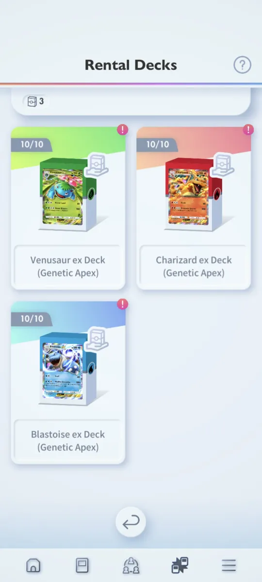 La liste des decks disponibles.
