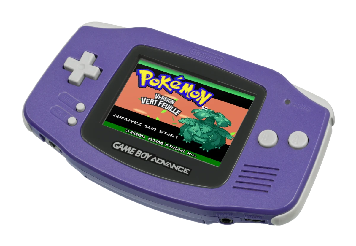 L'écran titre de Pokémon Vert Feuille sur Game Boy Advance