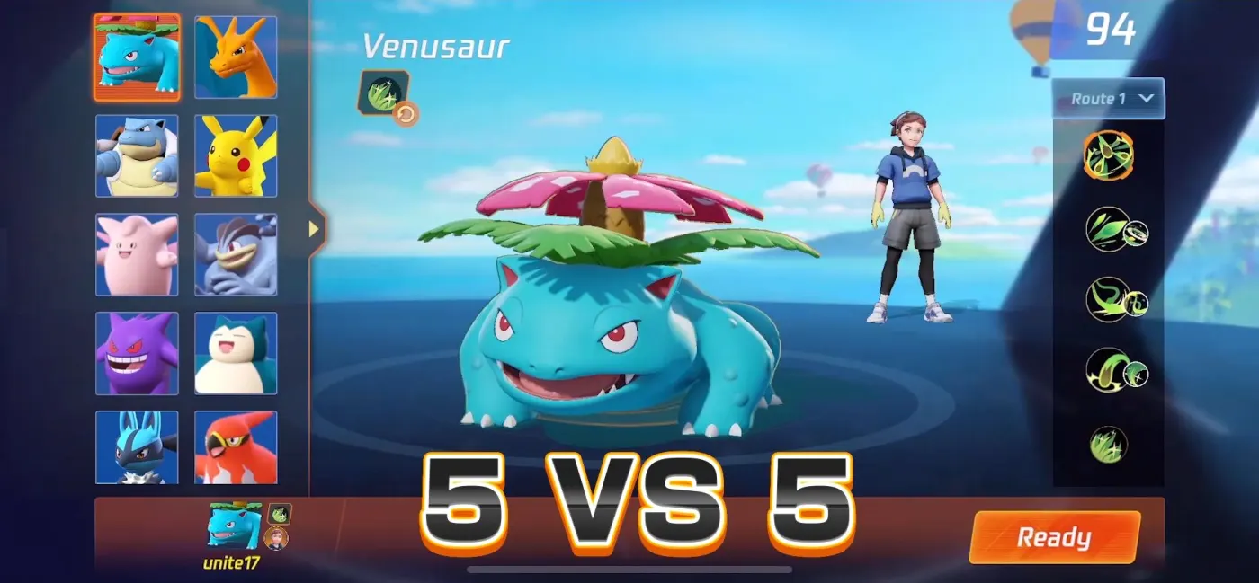 La sélection des Pokémon avant un combat en 5 contre 5.