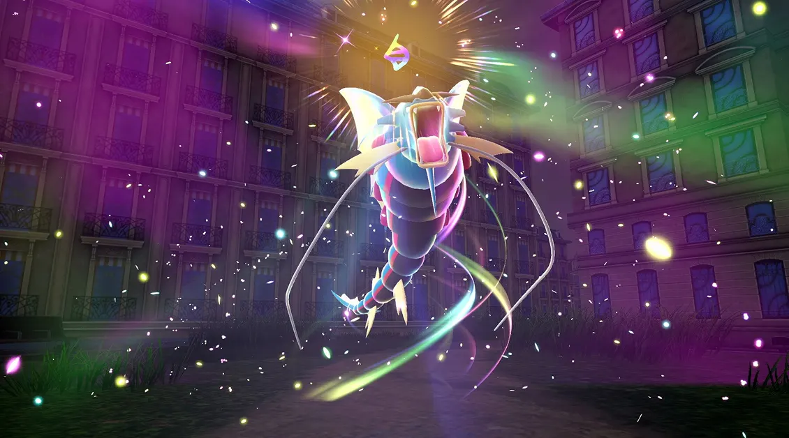 A Mega Evolution under an aurora sky