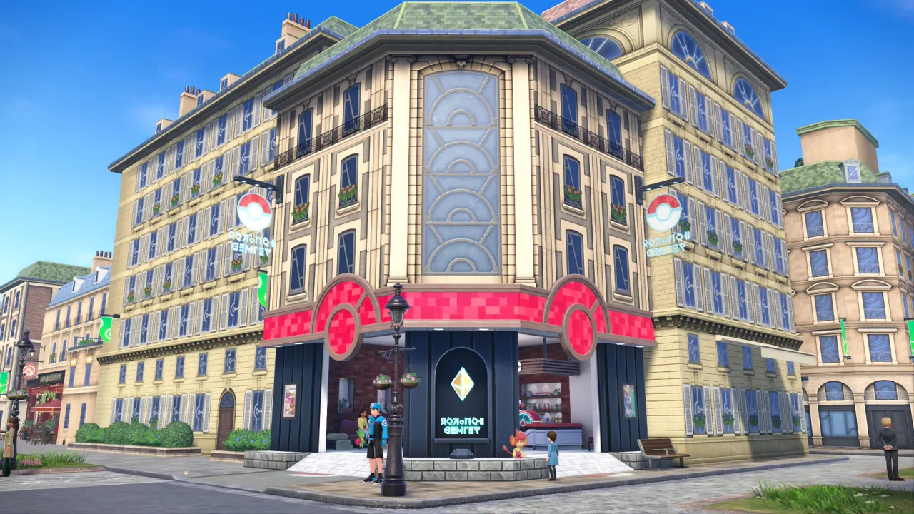Le Centre Pokémon de Beau-Vert, à deux pas de l'hôtel