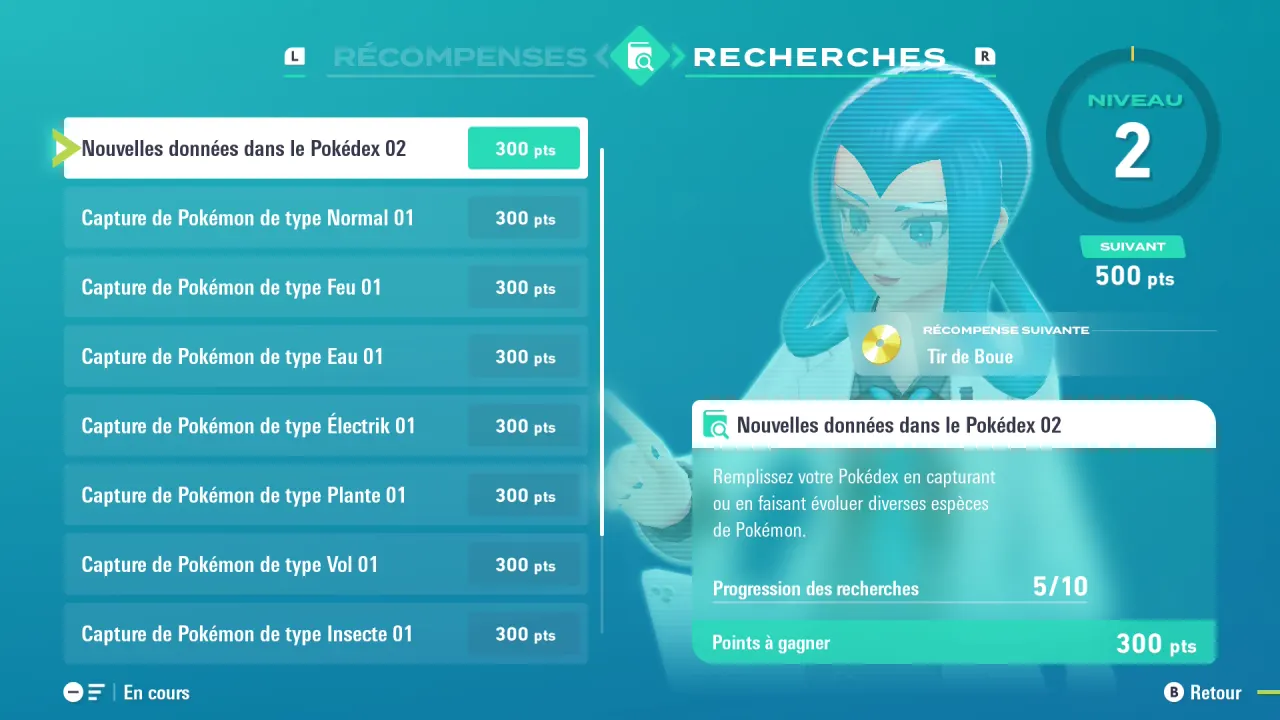 L'écran des recherches de Myosotis