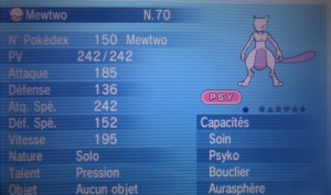 Pokémon XY - Statistiques de Mewtwo