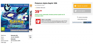 FNAC - Pokémon Saphir Alpha